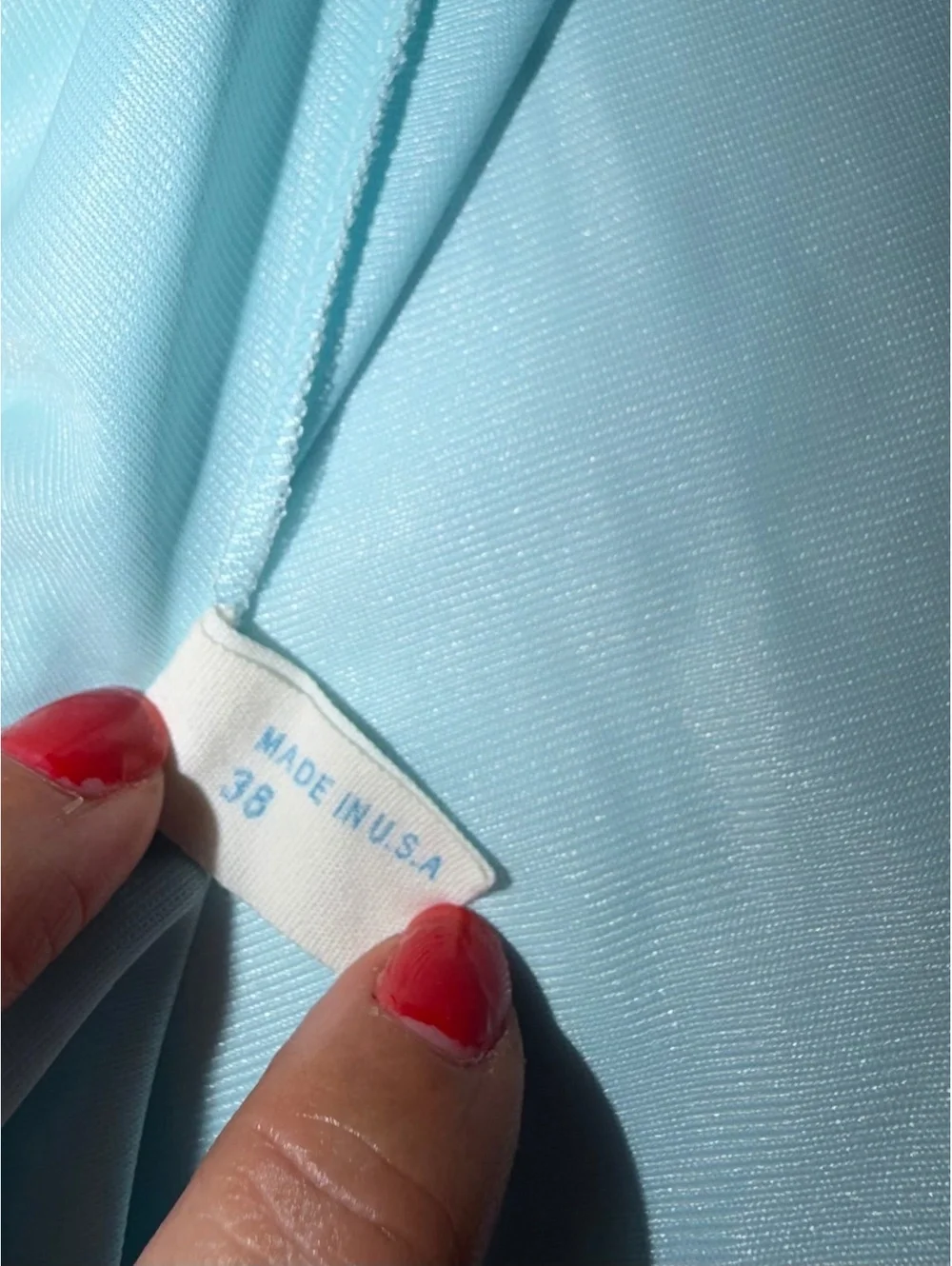 Vintage Van Raalte Light Blue Nylon Nightgown with Lace and Ribbon Detail